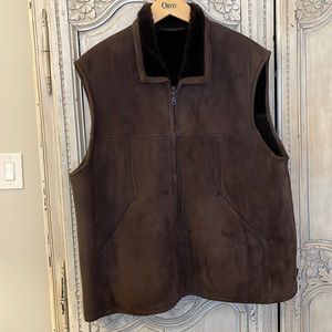 Mens Orvis Lambskin Shearling Vest Size XL